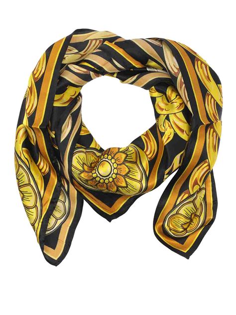 foulard nero oro versace|versace silk foulards.